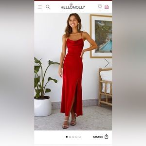 Hello Molly Red Wine Satin Dress with tag never worn